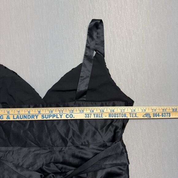 Y2K Mixit Babydoll Velvet Burn Out Cami Surplice Top Size Large Satin Bow Black - Picture 7 of 10